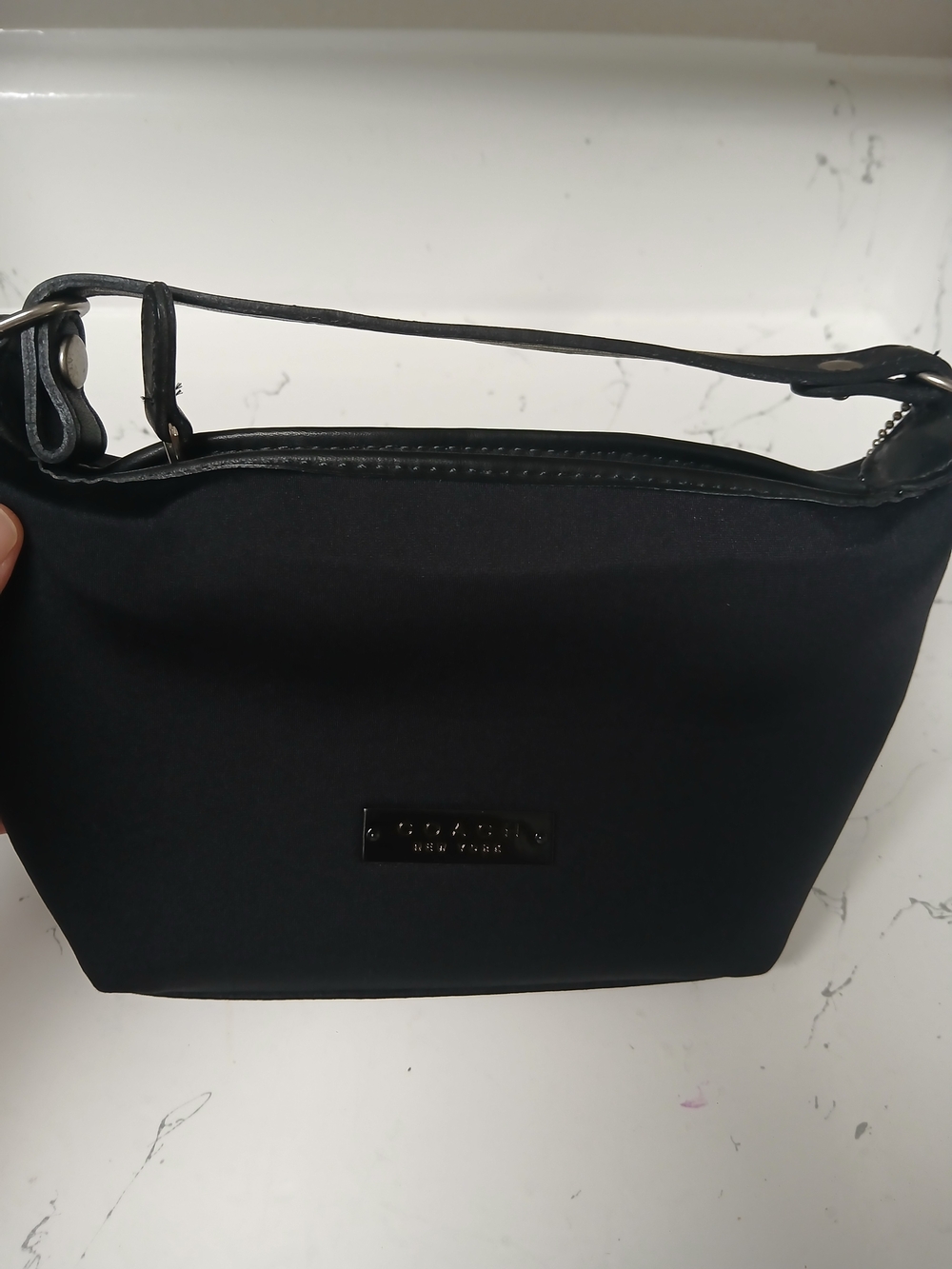 Coach Black Nylon Shoulder Bag with Leather Trim